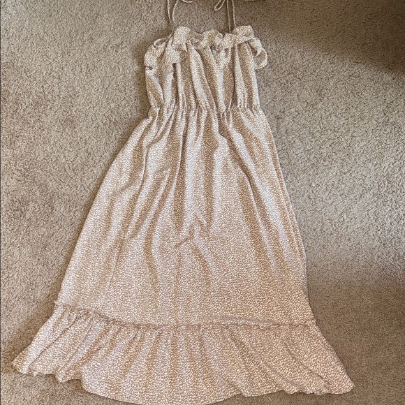 Chic Beige Ruffle Dress - Picture 3 of 7